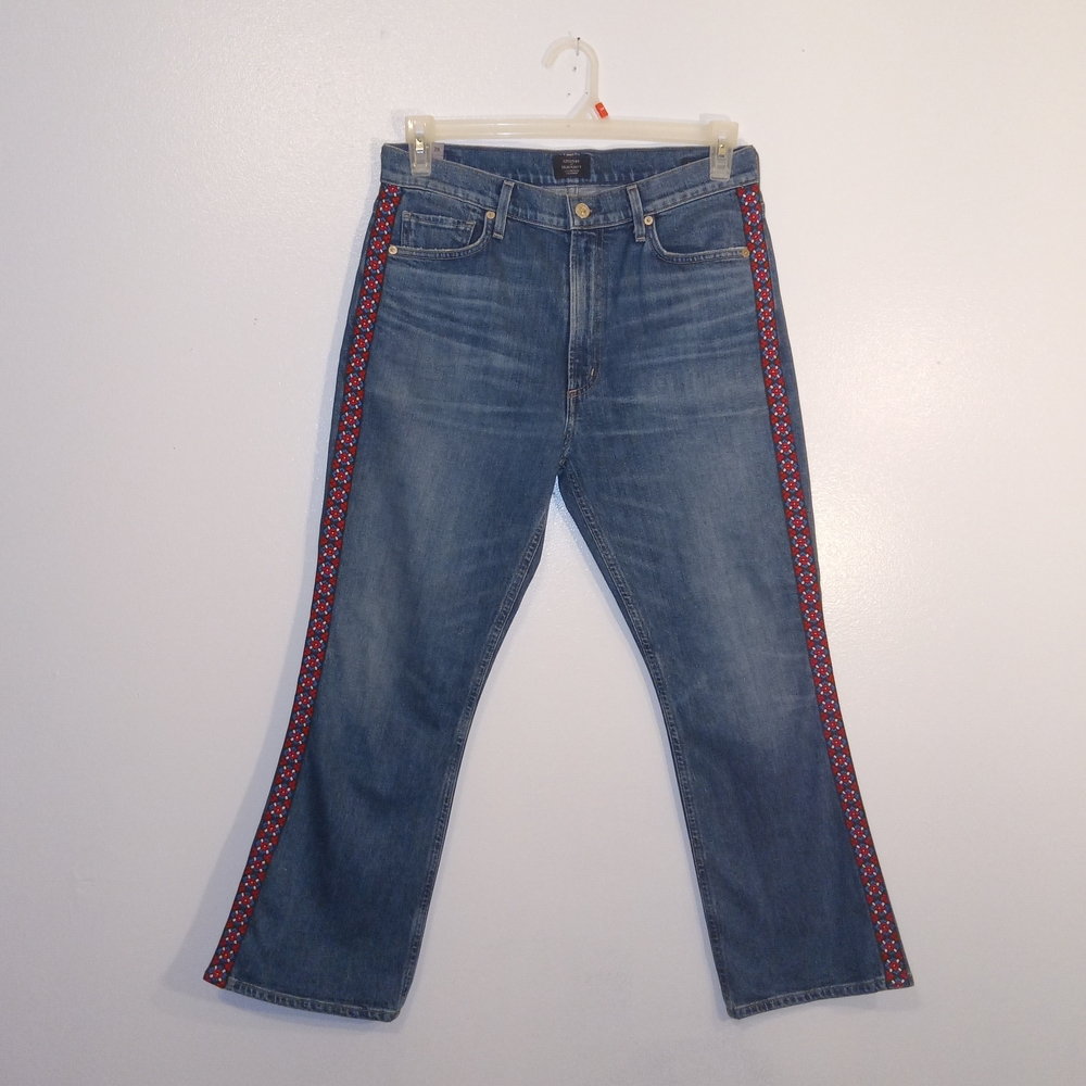 Citizens Of Humanity Denim Jeans with Red Embroidered Stripes
